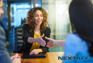 Woman interviewing for a new job.